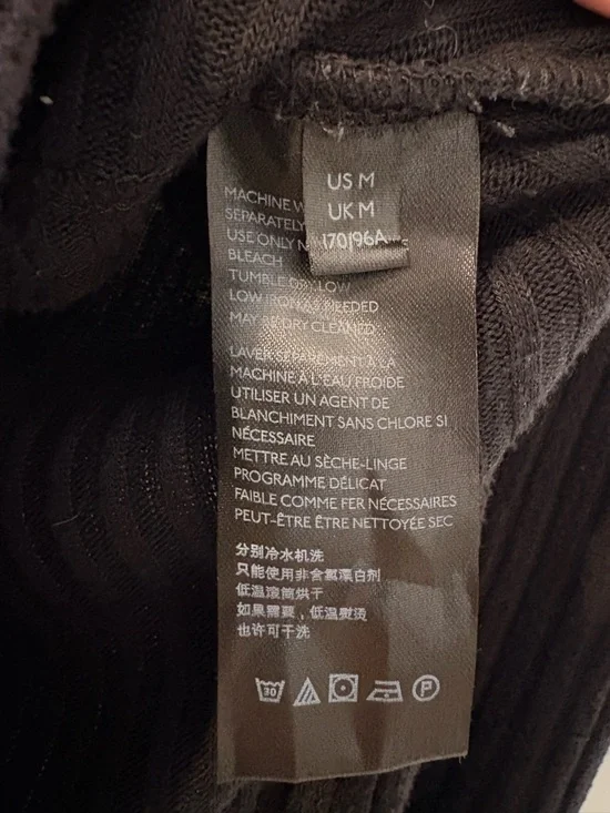 Free People Black Ribbed Wrap Tunic Long Sleeve With Side Slits - Picture 7 of 7